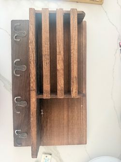 Rustic Wood Wall Mail & Key Organizer 🔑