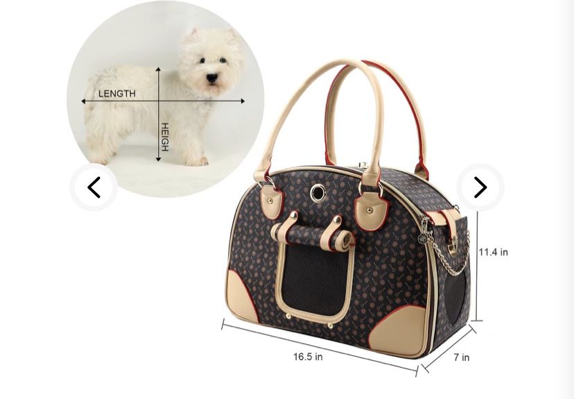 Fashion Pet Dog Carrier Purse Foldable Dog Cat Handbag Leather Tote Bag Soft-Sided Carriering for Puppy and Small Dogs Portable Travel TSA Airline-App