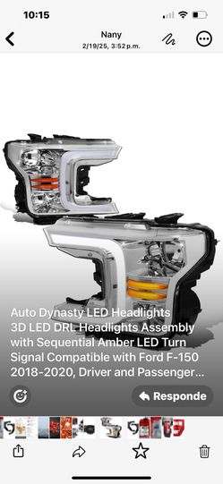 Auto Dynasty LED Headlights 3D LED DRL Headlights Assembly with Sequential Amber LED Turn Signal Compatible with Ford F-150 2018-2020, Driver and Pass