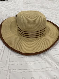 Filippo Catarzi Straw Sun Hat Wide Brim Brown Bow Made in Italy Paper Natural