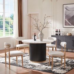 Set of 4pcs Modern Cream White Boucle Upholstered Dining Chairs Metal Frame Armless Chair for Kitchen Restaurant