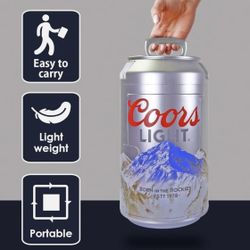 Coors Light Portable Mini Fridge-8 Can Personal Travel Cooler Silver Koolatron