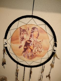 Native American Dreamcatcher Wolf And Bobcat 