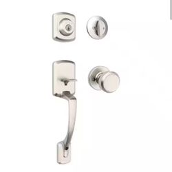 Kwikset Henley Single Cylinder Door Handleset w/Round Maven Knob featuring SmartKey Security in Satin Nickel @U1-275
