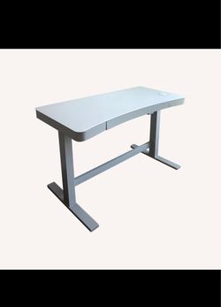 Tresanti Adjustable Height Sit/Stand Desk – White Glass – Costco