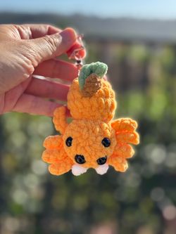 Crochet Pumpkin Jumping Spider Keychain 🎃 plushie