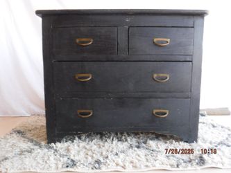 Black Solid Wood Four Drawer Dresser 