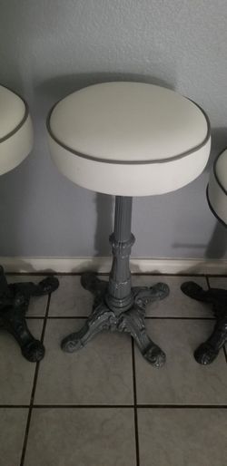 Vintage Refurb Stool White And Grey 