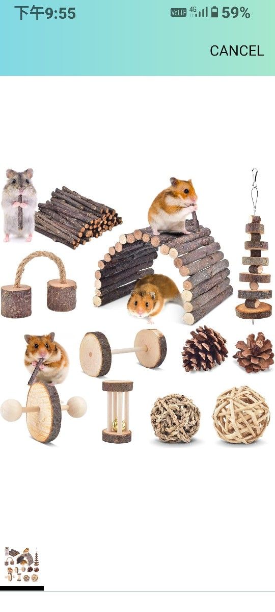11 Pack Chinchillas Chew Toys, Toys Accessories for Teeth Care, Natural Apple Wood Ladder Bell Roller for Russian Hamster Gerbils Rats Guinea 8Pigs