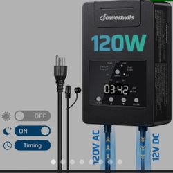 DEWENWILS 120W ( 120V AC to 12V DC) Low Voltage Transformer with Photocell Sensor & Timer for Spotlights, Garden Lights, Steplight, Billboard-HDLT03A