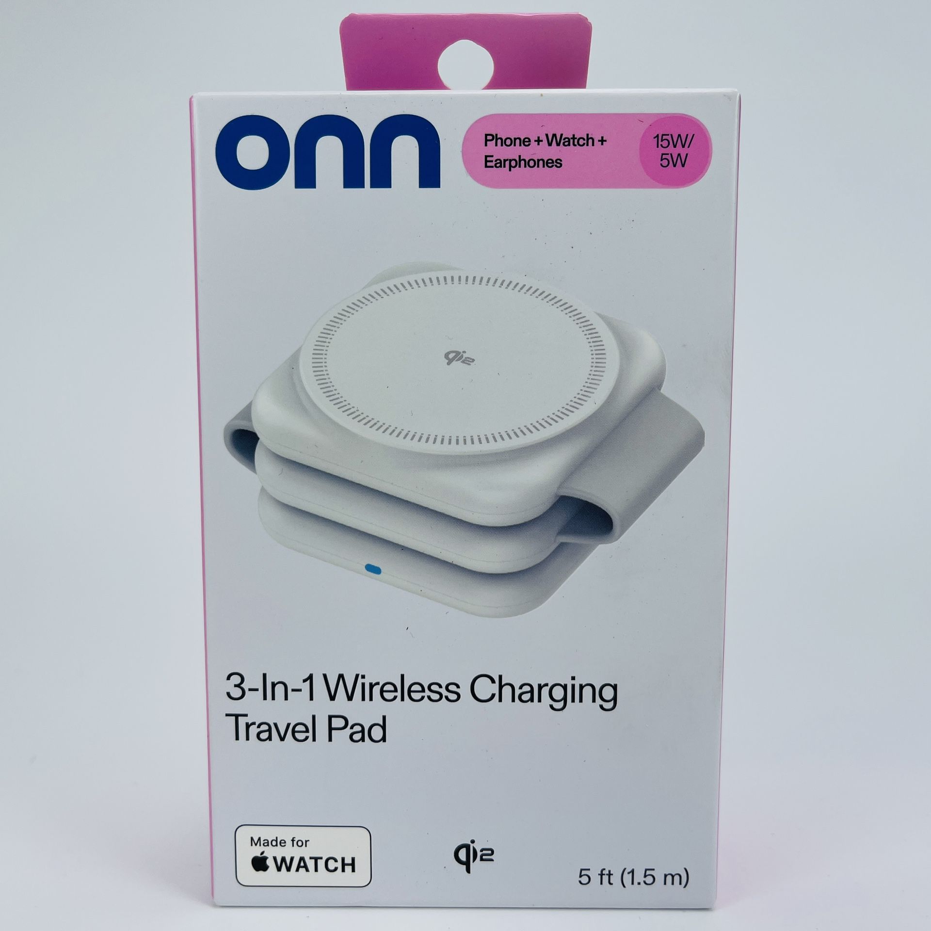 Onn 3 In 1 Wireless Charging Travel Pad Phone | Watch | Earphones Made for Apple