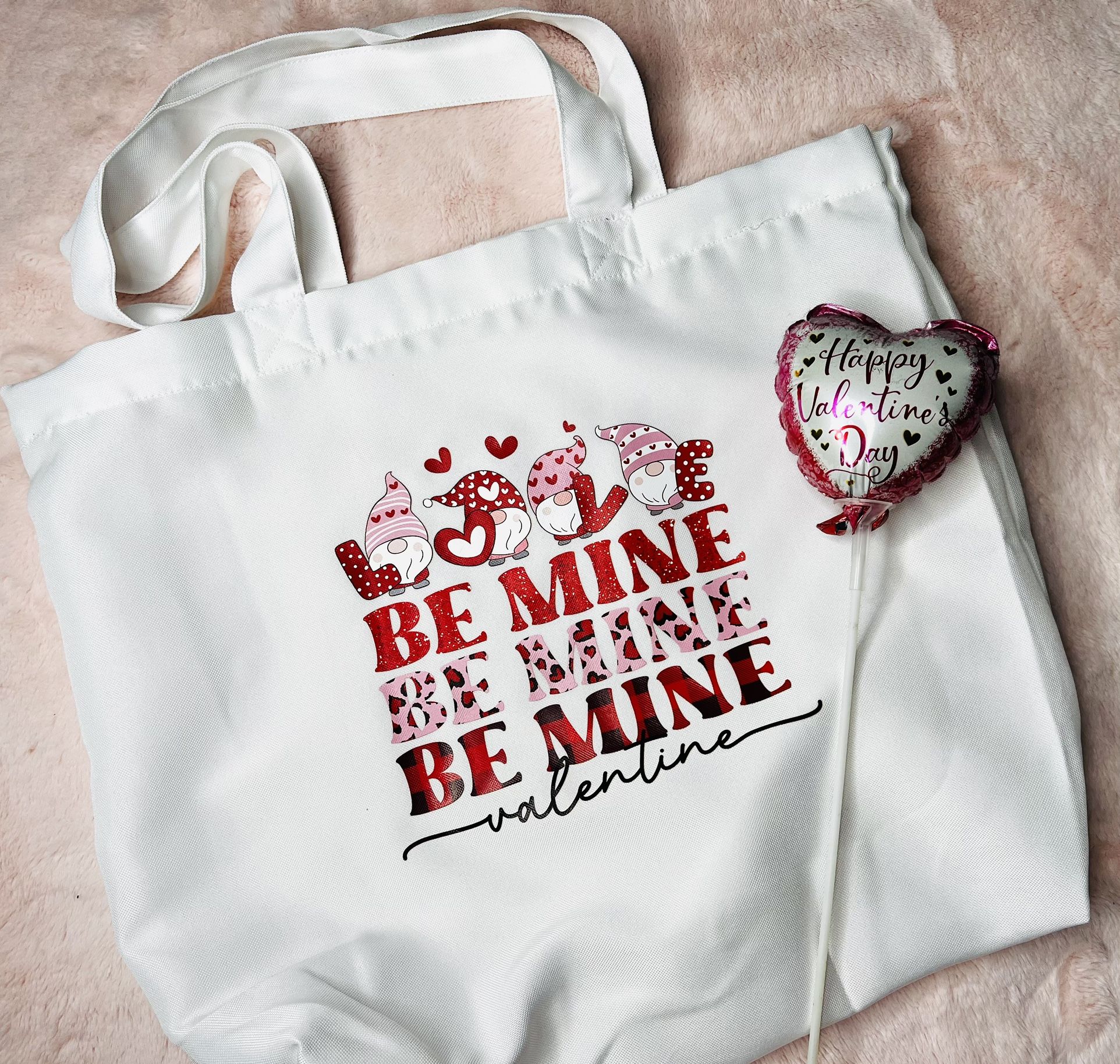 Valentines Tote Bag Custom Pressed Design