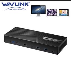 WAVLINK USB-C KVM Switch 3 screen 2 Hosts, DisplayLink Universal Triple 4K Display Docking Station,2X DP,HDMI,3x10G USB3.1,2X USB2.0,1000Mbps RJ45,Aud