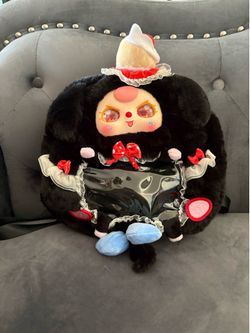Baby Three 400% Itabag Backpack Plush Series Black Berry Piggy Special Eyes