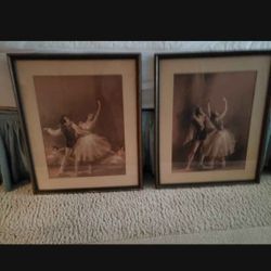 Pair Of 1940s Framed  Ballerina Prints