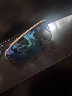 Oakley Shield Sunglasses White Frame Blue Lens