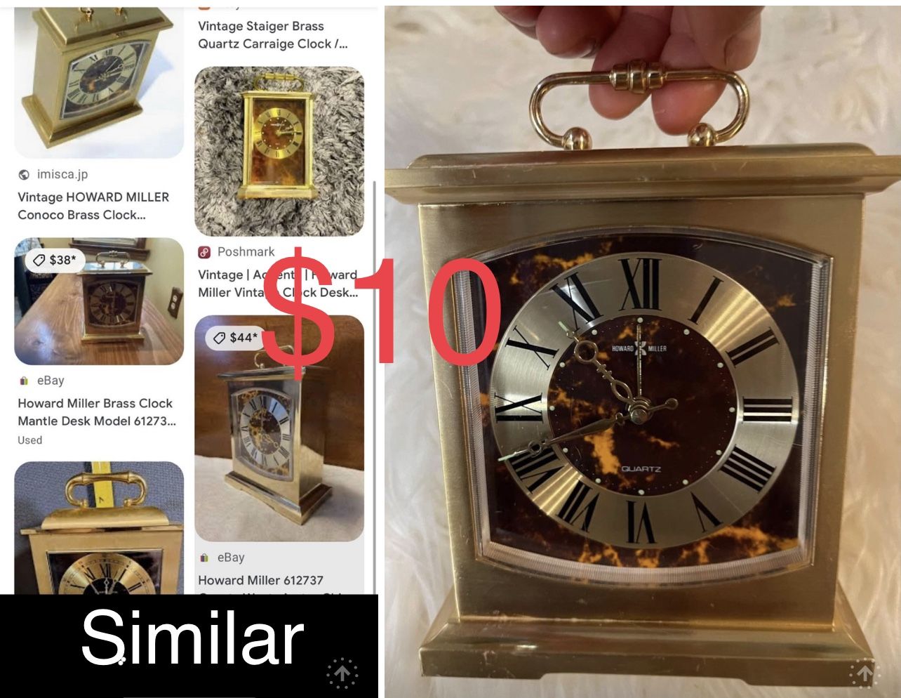Howard Miller Brass Clock 🕰️ Alarm Works Great Only $10