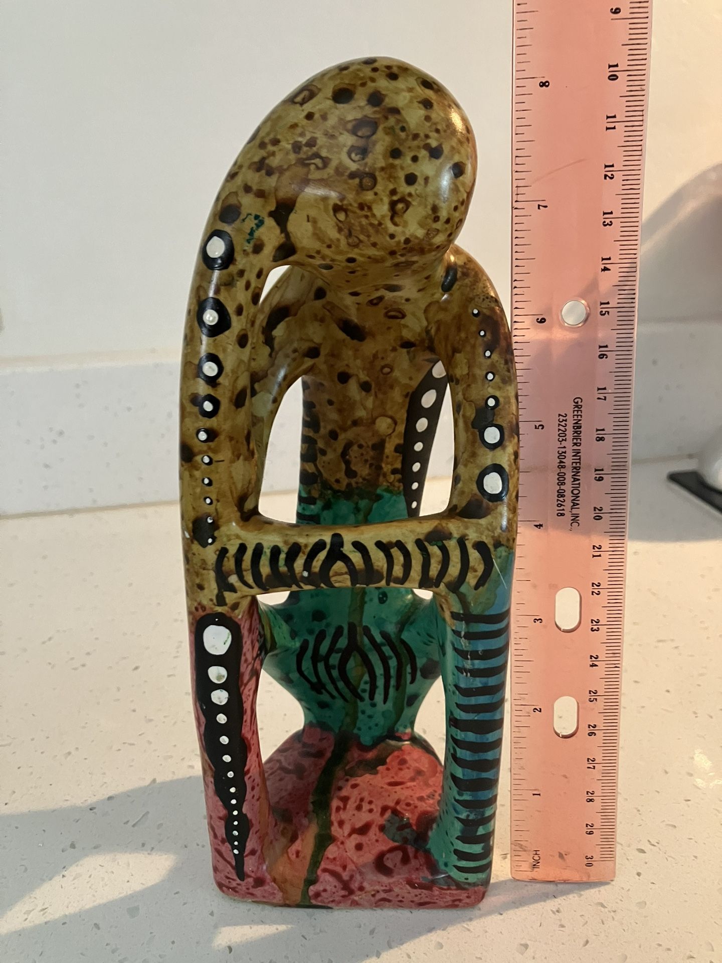 hand-carved and painted soapstone sculpture from Kenya