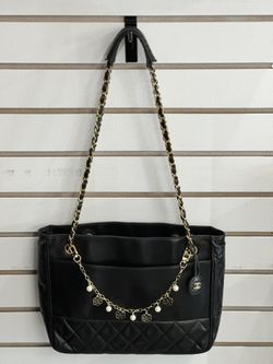 Vintage Chanel Shopper Tote With Charm