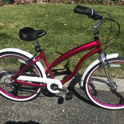 New Bike !!! Women’s 26” Aluminum 7-speed Beach Cruiser Bicycle, Hot Pink 