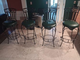 Set of 4 Wrought Iron Bar Stools