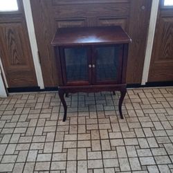 Decorative Wood Display Table With Glass Doors/19 X 16 X 24.5 Inches 