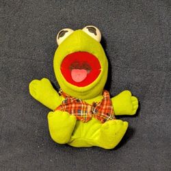 Kermit The Frog Baby Kermit Plaid Vest Jim Henson Vintage 1987 Plush