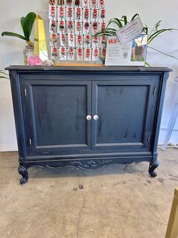 French Provincial Cabinet Painted black