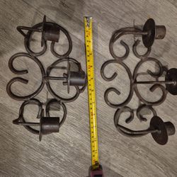 Vintage Wrought Iron Wall Sconce 3-Taper Candle Holder