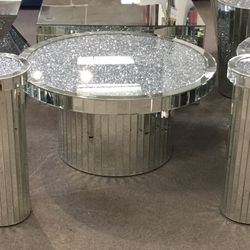 Three piece glass occasional table set