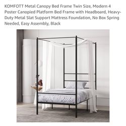 Four Post Bed Frame Twin In Antique Gold