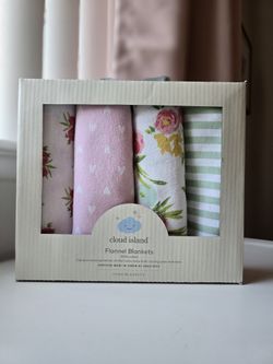 Cloud Island Newborn Receiving Blankets Swaddles Girl Pink Stripes Hearts Flowers