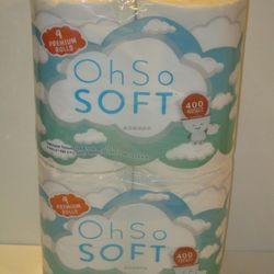 (2) Oh So Soft Bathroom Tissue 4 PREMIUM Rolls – 400 2-Ply Sheets P er Roll