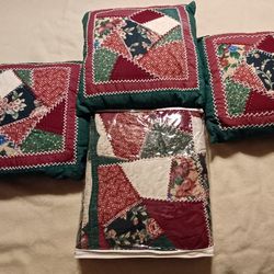 Quilted Throw & 3 Matching Pillows-Brand New w/Tags