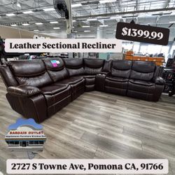 Leather Sectional Power Reclining 