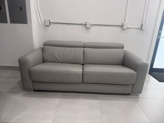 Gray Leather Full Sofa Bed
