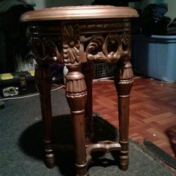 Marble Table For Plants Or Other Hand Carved Old