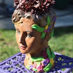 Beautiful African American Woman Planter Head