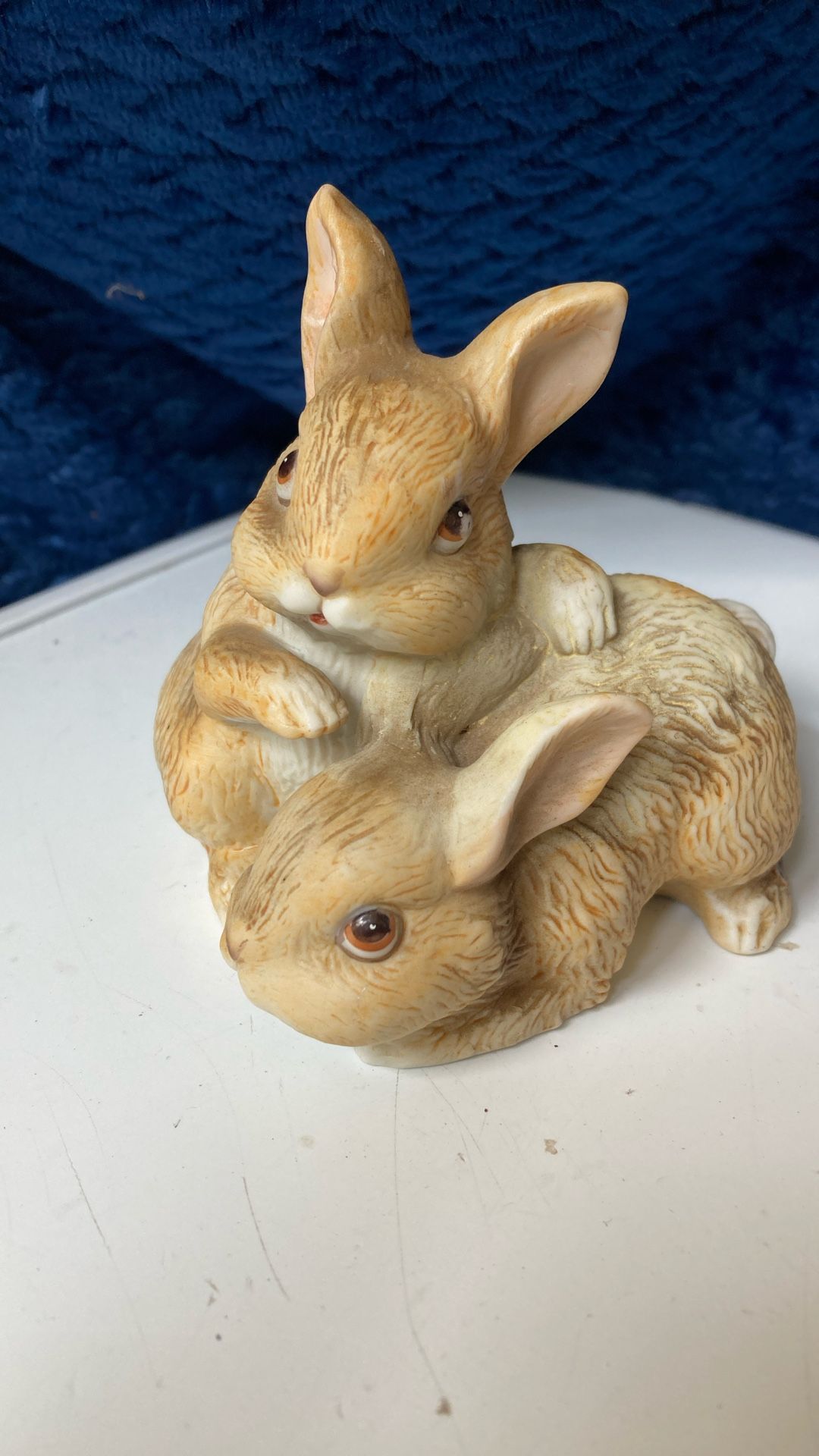 Dual Rabbit ceramic figurine