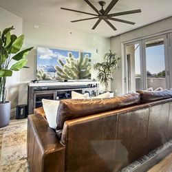 Restoration Hardware: Maxwell Luxe Leather Sofa and Ottomans