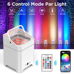 Wireless RGBWA UV LED Uplight Par Light w/ Remote & App Control