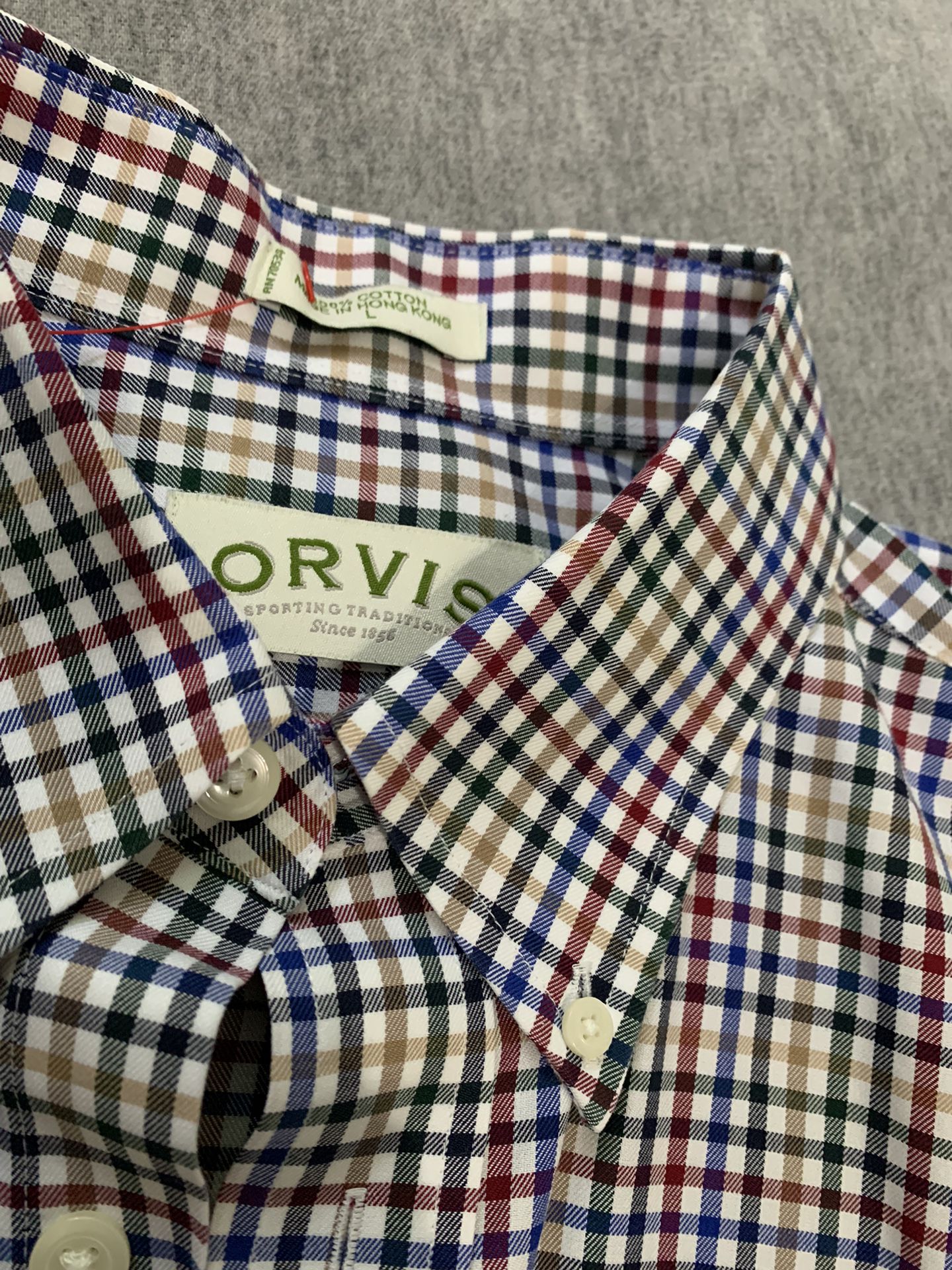 Orvis Signature Collection Mens L Button Down Shirt Polo Plaid Cotton Twill Barn Camisa De Boton De Hombre