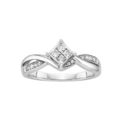 10k White Gold Princess Cut Ring