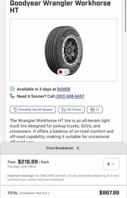 225/75R16C wrangler  workhorse Ht full set brand new if its posted its still available