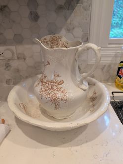 Antique Ceramic Pitcher and Basin Set