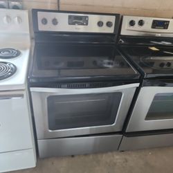 Whirlpool Stainless Glass Top Stove Range 