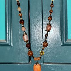 22 inch Beaded Pendant Necklace Vintage