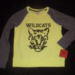 NWT Vintage Y2K Mossimo Women’s Size XS WILDCATS Neon Yellow Crewneck Sweatshirt Cat Face