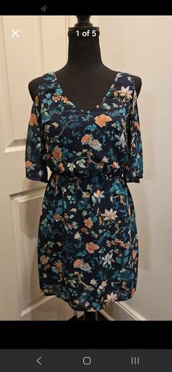 H&M Divided Floral Sleeveless dress Navy Multicolor Size 2-XS  100% Polyester