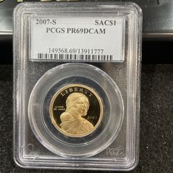 2007 S Gem Proof Native American Dollar Graded At PR69 With A Deep Cameo 1-20
